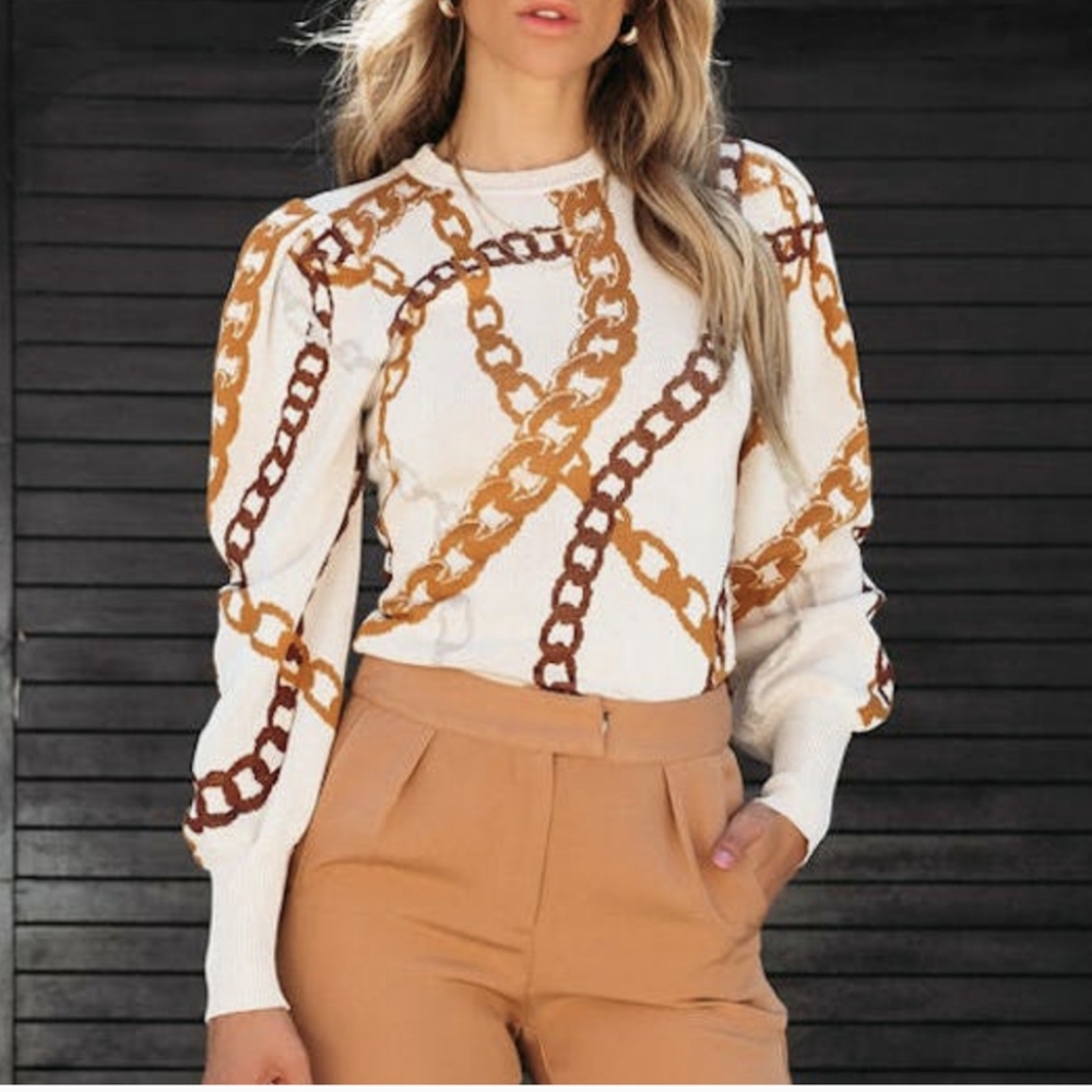 CHAIN PUFF SLEEVE TOP